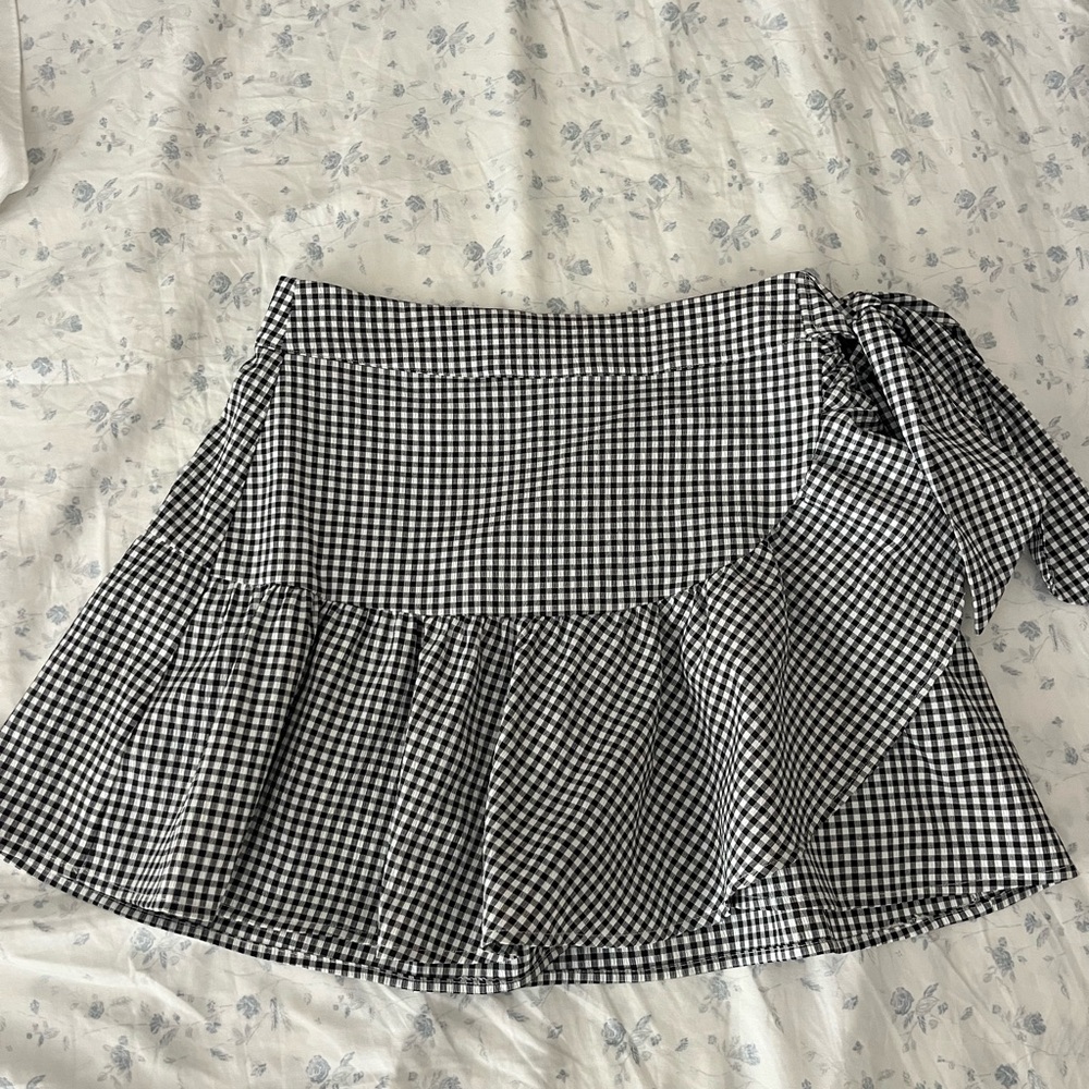 Blue Rain Black and White Wrap Mini Skirt